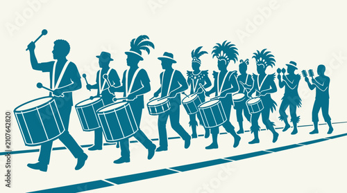 Canvastavla Marching Band Drumline Silhouette