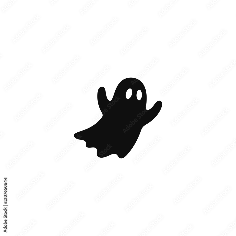 Fototapeta premium Cute Ghost Silhouette Vector Icon Isolated on White Background for Halloween.