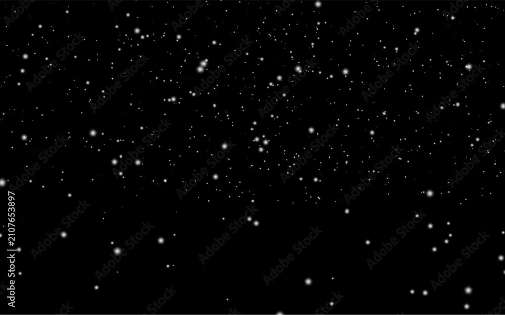 Fototapeta premium Falling snow overlay effect isolated on black background