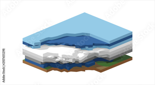 Canvastavla Cross section of layered insulation materials for construction.