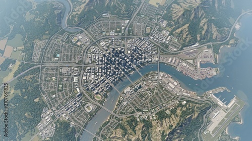 Aerial view of downtown Pittsburgh Pennsylvania USA.