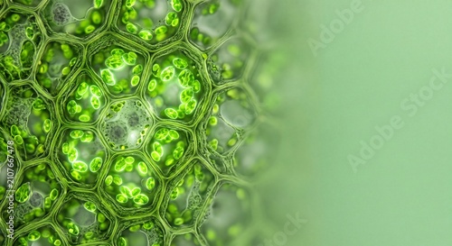 Abstract Green Plant Cell Microscopy Background with Natural Cellular Texture