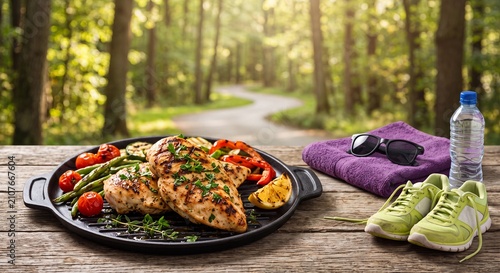Roasted Turkey Dinner in Forest Picnic Setting