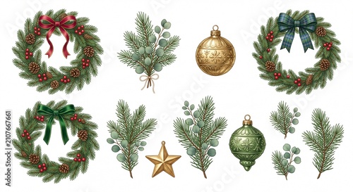 Christmas Evergreen Decorations Collection