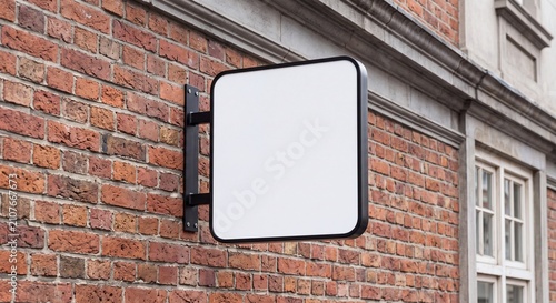 Blank Outdoor Store Sign Mockup on Brick Building
