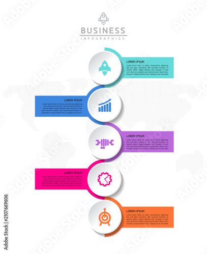 Vector infographic template showing steps or processes for business presentations and design creation.