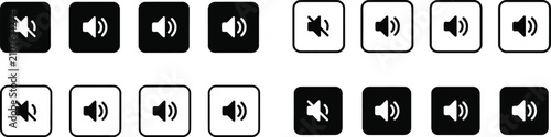 Bild auf Leinwand Muted and unmuted speaker in black and white rounded squares speaker volume mute