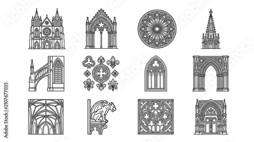 Фотография Collection of Gothic and Ornamental Architectural Designs.
