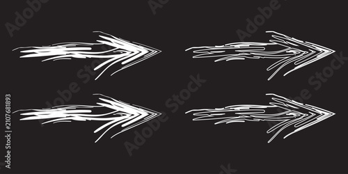 Hand Drawn Brush Arrow Vector Set - Grunge Paint Stroke Direction Arrows Collection, Sketch Navigation Icons Isolated.