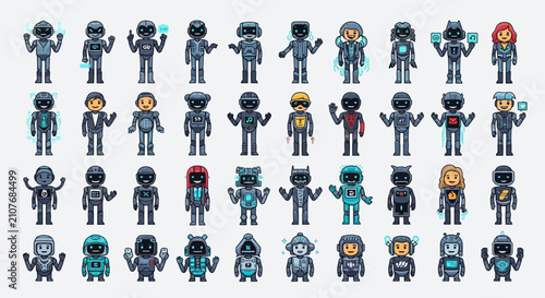 Foto Collection of diverse astronaut characters in various poses and actions