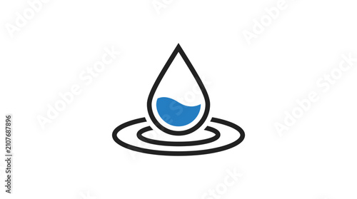 Canvastavla Water droplet and circular ripple symbol representing moisture and liquid purity