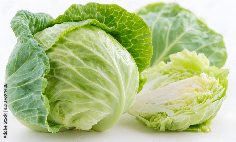 Fototapeta premium Young cabbage leaves with light coloration