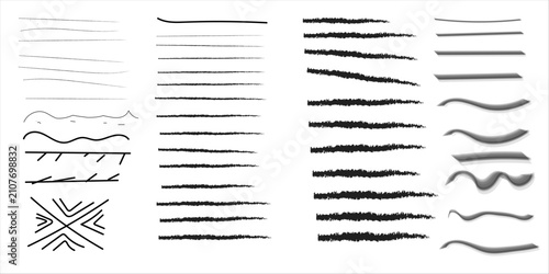 Foto Hand Drawn Brush Strokes, Lines, Shapes & Ink Design Elements Vector Pack