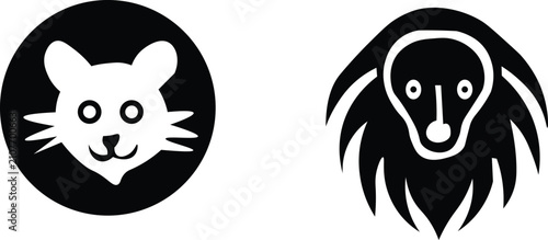 Photography Black Animals Different Icon Set with Wildlife Farm Pets Birds Fish and Reptile
