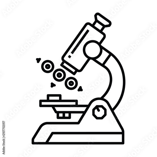 Scientific microscope line icon, laboratory research equipment vector, biology study tool for medical analysis and science education