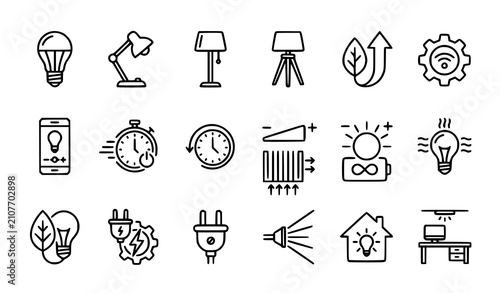 Photos Lighting specifications editable stroke line icon set vector