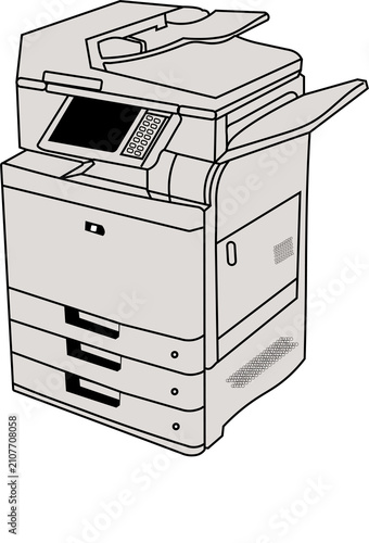 Office Printer Illustration Gray Vector Graphic On White Background
