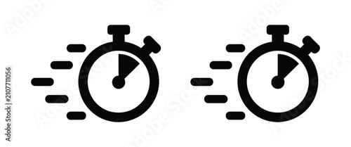 Canvas Print Fast delivery stopwatch icon set, motion lines, quick shipping, express service, countdown timer and speed vector symbols