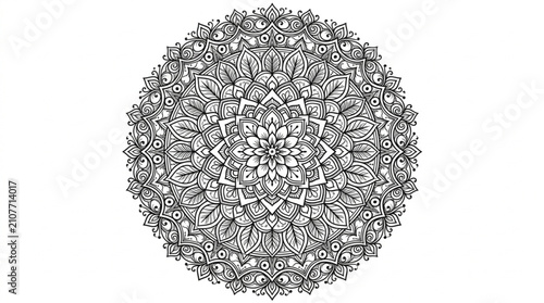 Canvas Print Detailed Black and White Abstract Line Art Pattern.