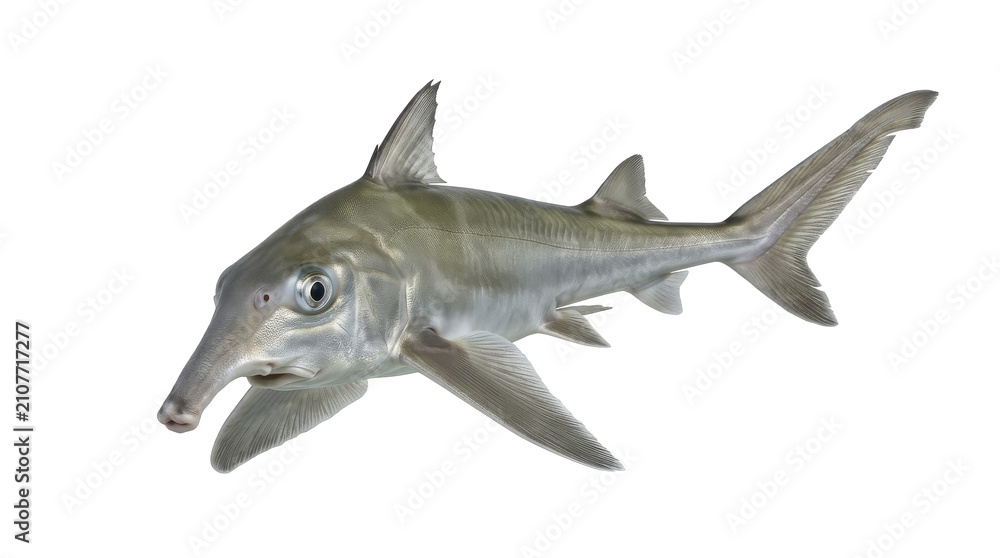 Fototapeta premium Elephant fish portrait with elongated snout and pectoral fins on transparent background elephantfish chimaera chimaeras ratfish