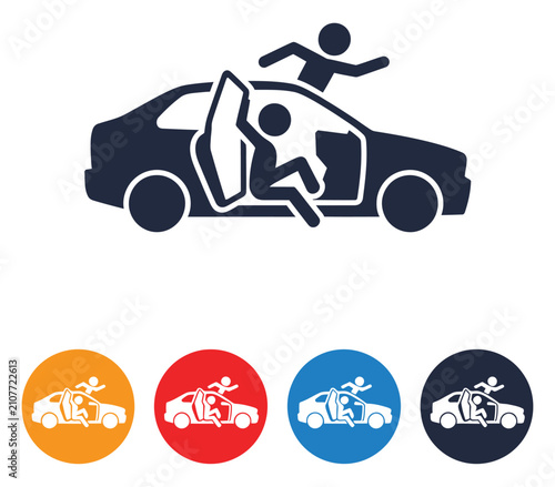 Bild auf Leinwand Vehicle Collision Vector Illustration Featuring Occupant Ejection, Traffic Accid