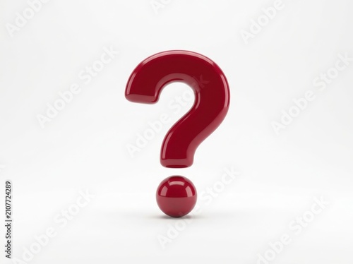 Glossy Red Plastic Question Mark Sculpture