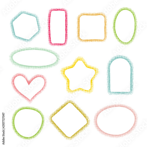 Hand Drawn Dotted Frames and Borders Collection with Colorful Decorative Shapes