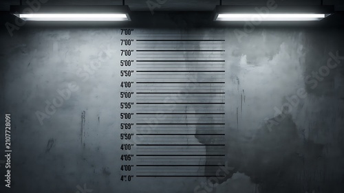 Police lineup height measurement wall for criminal identification background