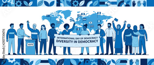Diverse People Celebrate Democracy and Voting Around the World