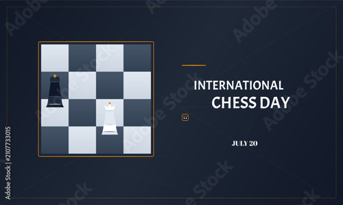 Quadro su tela International Chess Day Celebration Poster with Chess Board Theme