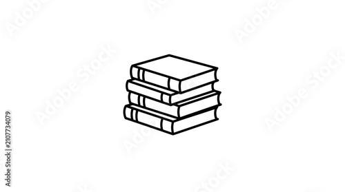 Stack of books outline icon for library use.