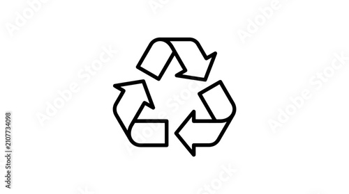 Standard recycle symbol linear icon design.