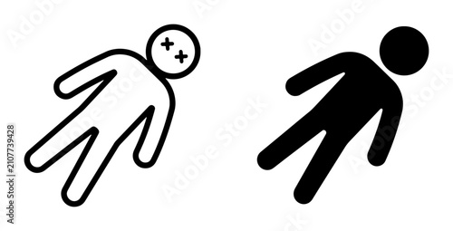 Obraz na płótnie Deceased Person Icon, Outline and Silhouette, Medical Symbol, Death Concept, Hum