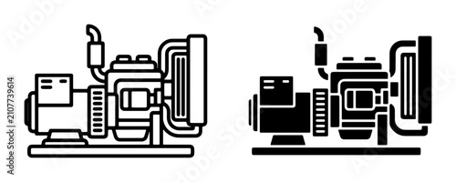 Obraz na płótnie Generator Set Icons, Industrial Power Equipment Vector Graphics, Mechanical Engi