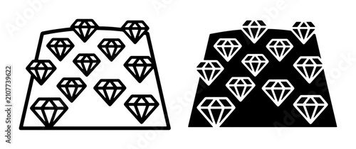 Cuadro en lienzo Diamond Cluster Icons, Gemstone Deposit Graphics, Precious Stone Illustrations,