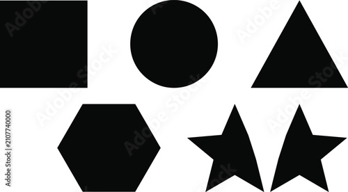 Canvastavla Basic black geometric silhouette shapes set featuring square, circle, triangle,