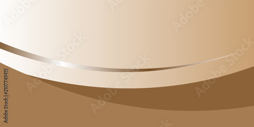 Abstract gold and brown curved wave background with metallic shiny gradient for modern luxury presentation design, vector illustration