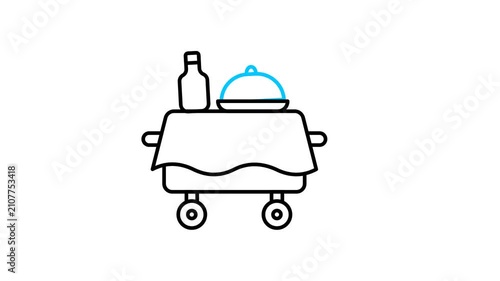 Room service cart animated video icon