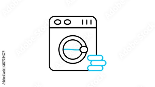 Laundry machine animated video icon
