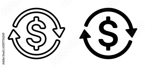Konstfotografi Dollar Sign Exchange Icons, Currency Conversion Symbols, Financial Transaction A