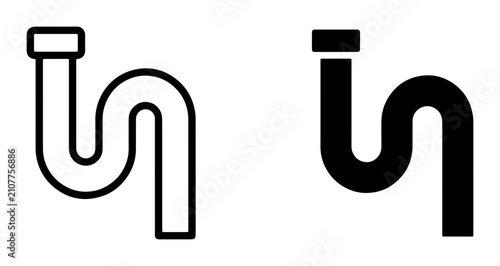 Bild auf Leinwand Plumbing P-Trap Icons, S-Trap Vector Symbols, Drainage Pipe Line Art, Water Seal