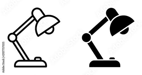 Canvastavla Adjustable Desk Lamp Icons, Modern Task Light Vector Set, Minimalist Study Lamp
