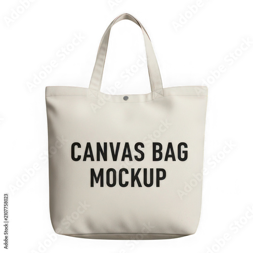 Plain beige canvas tote bag mockup