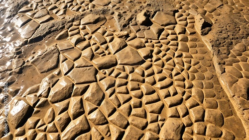 River stone with water-carved patterns, natural grooves and depressions.