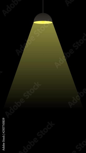 Interrogation lamp casting a dramatic yellow spotlight beam for police investigation, questioning, mystery, crime scene, and social media video on transparent background