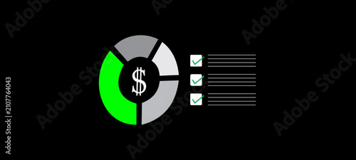 Budget Planning Checklist Financial Report Icon Vector Illustration.