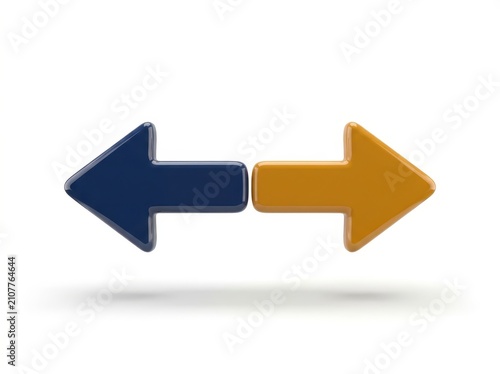 Glossy Navy and Amber Horizontal Arrows Exchange Symbol