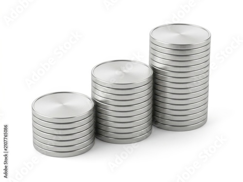 Three Stacks of Blank Silver Coins