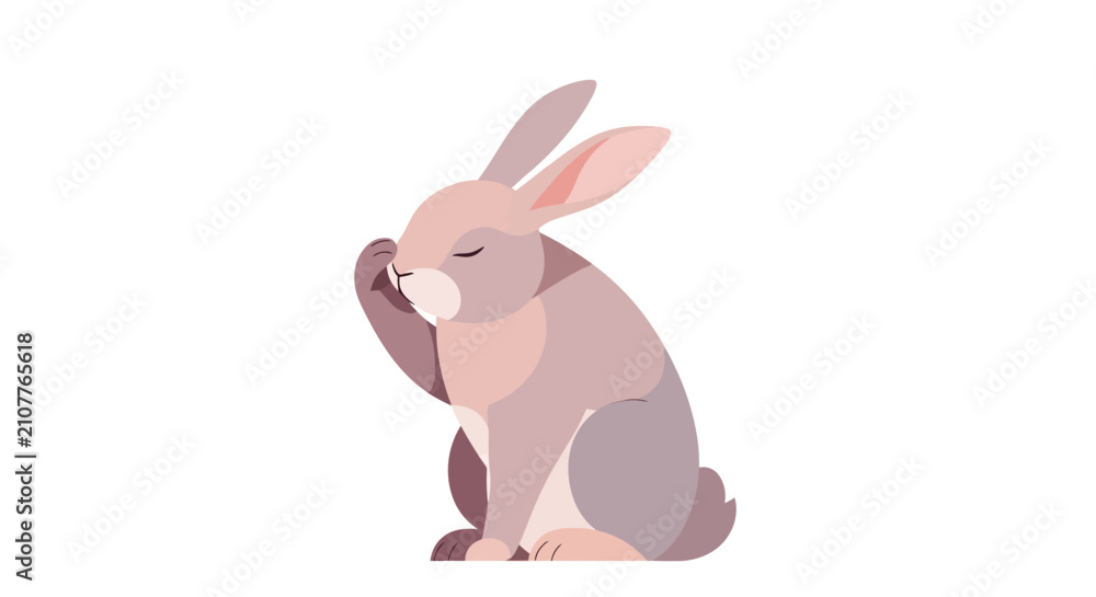 Fototapeta premium Cute Bunny Rabbit Scratching Ear Isolated on White Background.