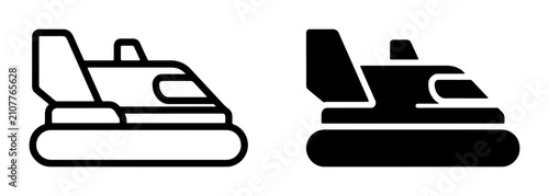 Foto Hovercraft Icons, Air Cushion Vehicle Symbols, Marine Transport Graphics, Set of
